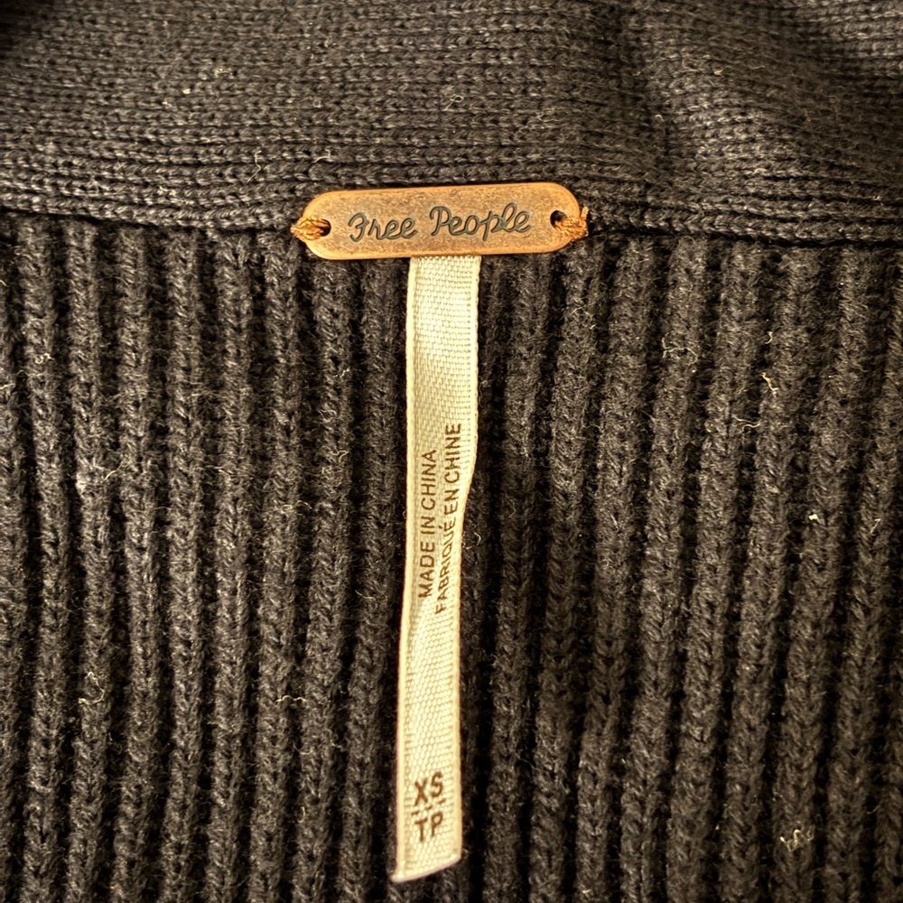 Free People Black Ribbed Cardigan XS - Picture 3 of 5